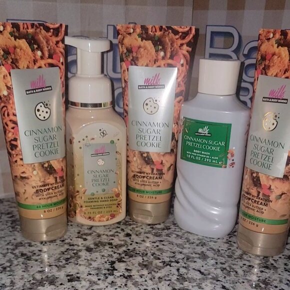 🎉 NWT BATH & BODY WORKS CINNAMON SUGAR PRETZEL COOKIE 5PC
